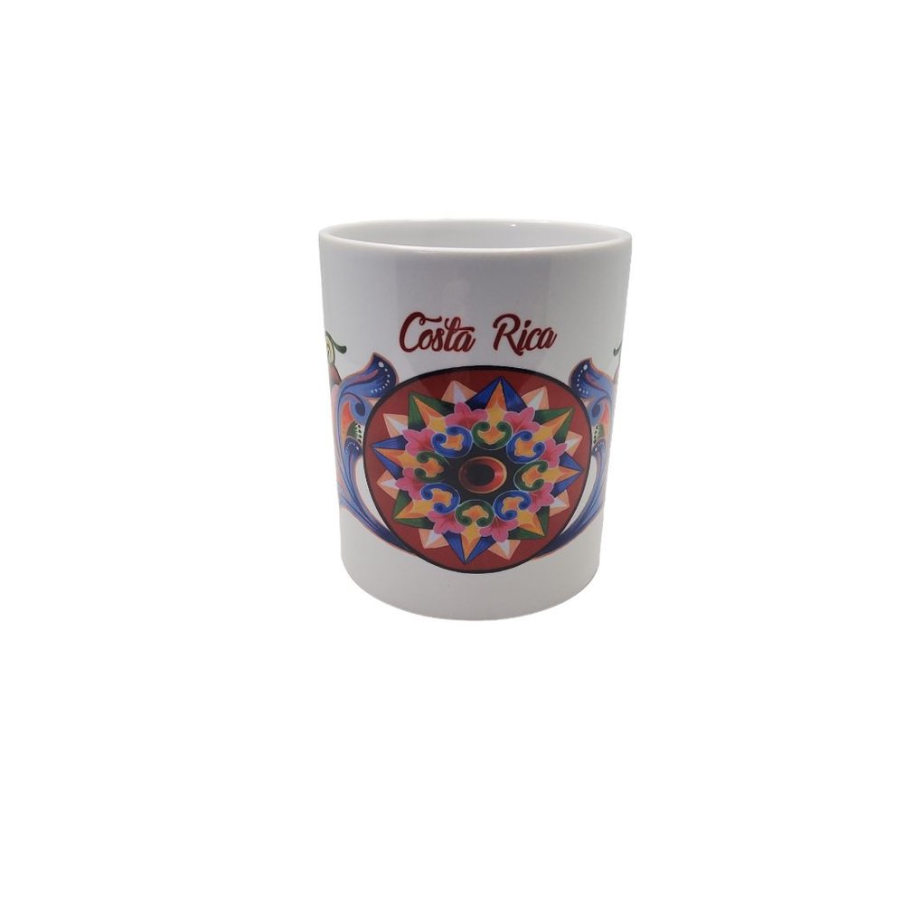 vintage bright colored costa rica floral pattern coffee mug
